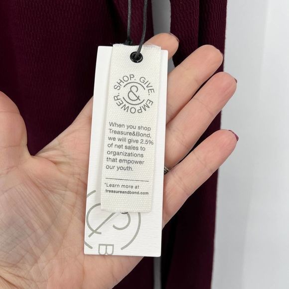 Treasure & Bond Long Sleeve Ringer T-Shirt in Maroon and Navy NWT Size XS - Picture 4 of 8